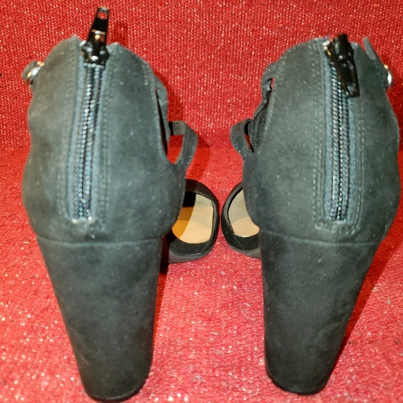 Christian Siriano vintage 2000s black faux suede block heel D'Orsay pump - Picture 9 of 12